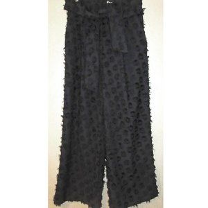 H&M Black Fringed Wide Leg Pants Size 8
